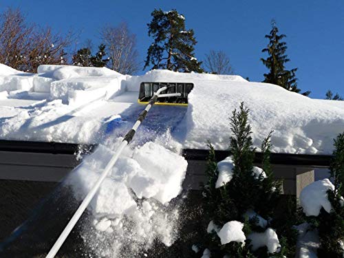 HAPPYGRILL 21 Feet Adjustable Roof Snow Rake with Large Blade Telescoping Scratch-Free Roof Snow Removal Tool