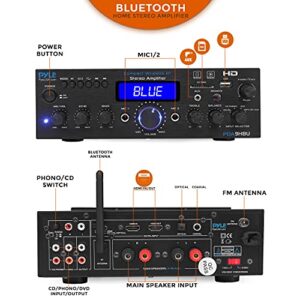 Pyle Wireless Bluetooth Home Stereo Amplifier - Multi-Channel 200 Watt Power Amplifier Home Audio Receiver System w/HDMI, Optical/Phono/Coaxial, FM Radio, USB/SD, AUX, RCA, Mic in - Remote - PDA9HBU