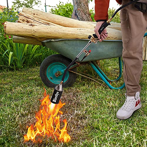 Propane Torch Weed Burner,Blow Torch,High Output 500,000 BTU,Flamethrower with Turbo Trigger Push Button Igniter and 9.8 FT Hose,for burning weeds,Roof Asphalt, ice snow,Road Marking,Charcoal