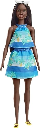 Barbie Loves The Ocean Beach-Themed Doll (11.5-inch Brunette), Made from Recycled Plastics, Wearing Fashion & Accessories, Gift for 3 to 7 Year Olds