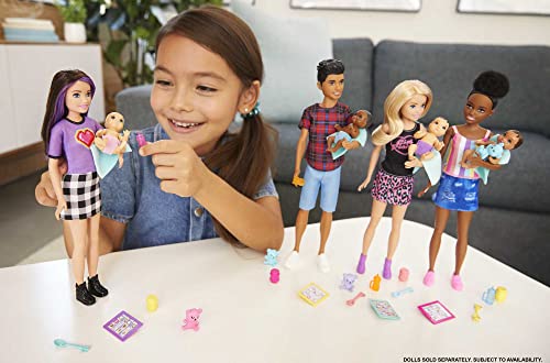 Barbie Skipper Babysitters Inc. Doll & Accessories Set with 9-in Brunette Doll, Baby Doll & 4 Storytelling Pieces for 3 to 7 Year Olds