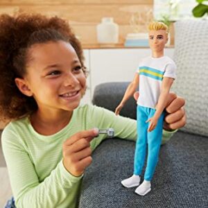 Barbie Ken 60th Anniversary Doll 2 in Throwback Workout Look with T-Shirt, Athleisure Pants, Sneakers & Hand Weight Kids 3 to 8 Years Old, White