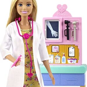 Barbie Careers Doll & Playset, Pediatrician Theme with Blonde Fashion Doll, 1 Patient Doll, Furniture & Accessories