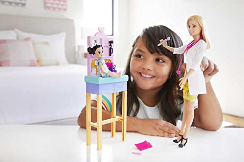 Barbie Careers Doll & Playset, Pediatrician Theme with Blonde Fashion Doll, 1 Patient Doll, Furniture & Accessories