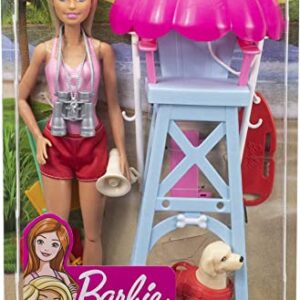 Barbie Careers Doll & Playset, Lifeguard Theme with Blonde Fashion Doll, 1 Dog Figure, Furniture & Accessories