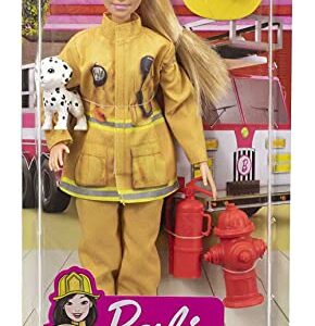 Barbie Careers Doll & Playset, Firefighter Playset with Blonde Fashion Doll, 1 Puppy Figure, Furniture & Accessories (Amazon Exclusive)