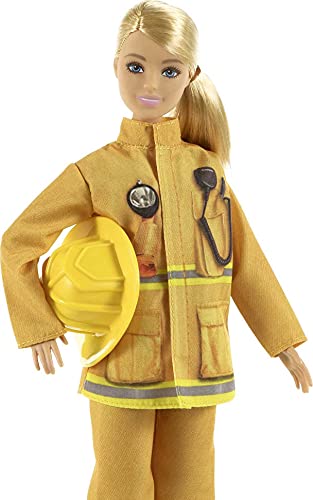 Barbie Careers Doll & Playset, Firefighter Playset with Blonde Fashion Doll, 1 Puppy Figure, Furniture & Accessories (Amazon Exclusive)