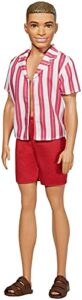 barbie ken 60th anniversary doll 1 in throwback beach look with swimsuit & sandals for kids 3 to 8 years old