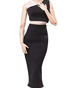 Barbie Signature Barbie Looks Doll (Petite, Brunette Pixie Cut) Fully Posable Fashion Doll Wearing Black Midi Skirt and Top, Gift for Collectors