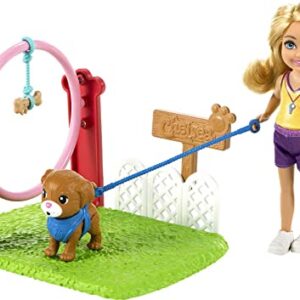 Barbie Chelsea Can Be Dog Trainer Playset with Blonde Chelsea Doll (6-in), Dog & Leash, Jumping Hoop, Obstacle Cones, Training Treats & More, Great Gift for Ages 3 Years Old & Up