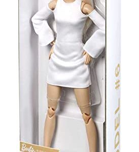 Barbie Signature Looks Doll (Tall, Blonde) Fully Posable Fashion Doll Wearing White Dress & Platform Boots, Gift for Collectors