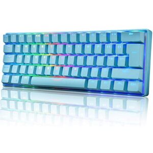 ziyou lang mk21 portable 60% mechanical gaming keyboard untra-compact type-c wired with light up chroma led backlit non-conflict 61 key tkl ergonomic for ps4 ps5 pc mac windows(blue/blue switch)