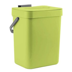 lalastar food waste basket bin for kitchen, small countertop compost bin with lid, odor-free food scrap container, wall mounted garbage can, 3l/0.8 gal, green
