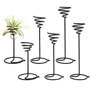 ahandmaker 6 packs airplant planter holder, 3 sizes air plant container tillandsia holder for displaying small air plant, home office desktop decoration