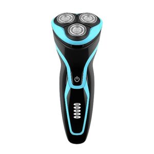 electric razor, max-t corded and cordless rotary shaver for men with pop up trimmer,ipx7 100% waterproof wet dry with wall adapter, blue