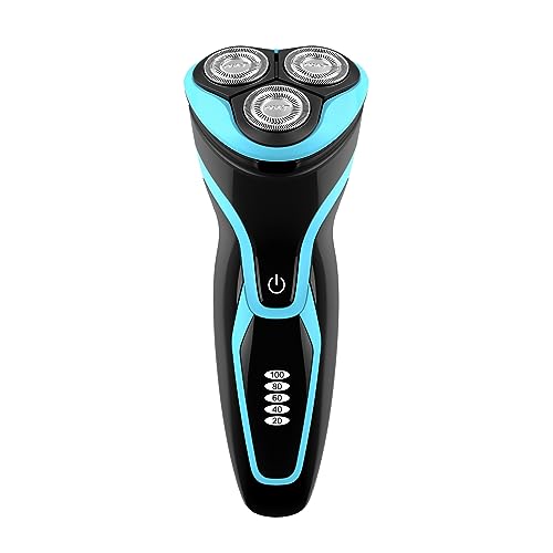 Electric Razor, MAX-T Corded and Cordless Rotary Shaver for Men with Pop Up Trimmer,IPX7 100% Waterproof Wet Dry with Wall Adapter, Blue