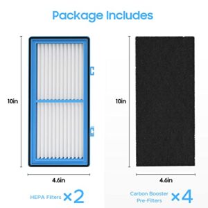 Aer1 Filter Replacement for Holmes Air Purifiers, 2 True HEPA Filters + 4 Carbon Booster Filters, HAPF30AT