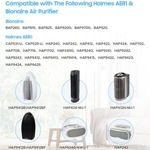 Aer1 Filter Replacement for Holmes Air Purifiers, 2 True HEPA Filters + 4 Carbon Booster Filters, HAPF30AT