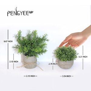 PENGYEE 4Pcs Small Fake Plants for Shelf Decor - Faux Plants Indoor Desk Decorations - Fake Eucalyptus Decor Mini Rosemary Plants for Home Kitchen Office Room Greenery Decor