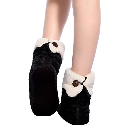 FRALOSHA Women's Slipper Sock Coral Velvet Indoor Spring-Autumn Super Soft Warm Cozy Fuzzy Lined Booties Slippers (27cm) Black