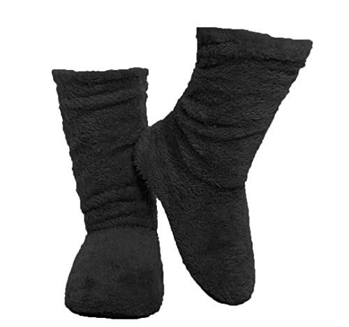 FRALOSHA Women's Slipper Sock Coral Velvet Indoor Spring-Autumn Super Soft Warm Cozy Fuzzy Lined Booties Slippers (27cm) Black