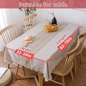 Vonabem Table Cloth Tassel Cotton Linen Table Cover for Kitchen Dinning Wrinkle Free Tablecloths Rectangle/Oblong (58''x86'', 6-8 Seats, Grey)