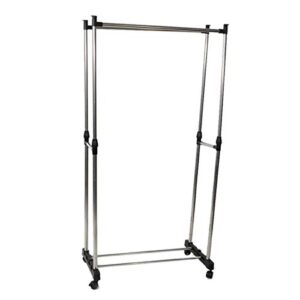 thxbye garment rack, clothes rack dual-bar vertically-stretching stand shoe coat storage organizer shelf in entryway office shop laundry corner space saving