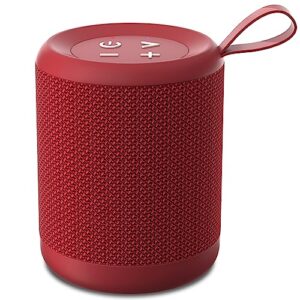 megatek portable bluetooth speaker, loud hd sound and well-defined bass, ipx5 waterproof, up to 10 hours of play, aux input, wireless speaker with clip for home, outdoor and travel (red)