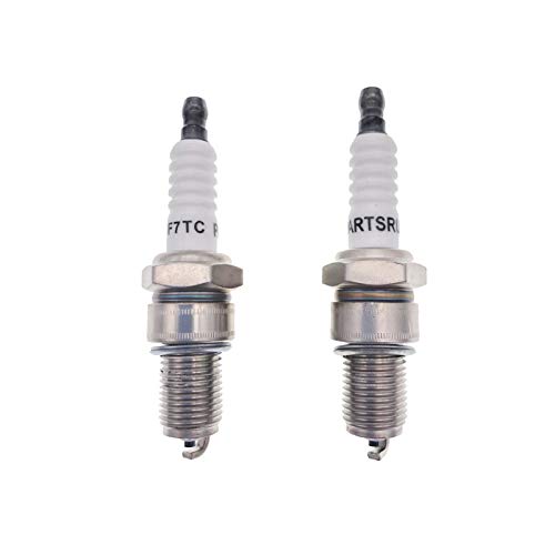 PARTSRUN F7TC Spark Plug For Briggs and Stratton Kawasaki John Deere MTD HONDA Lawnmower Replace 491055 RC12YC Spark Plugs - 2 Pack,ZF717