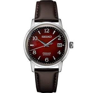 seiko presage red srpe41 brown leather automatic men's watch