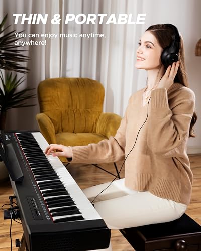 Starfavor 88 Key Digital Piano Beginner Electric Keyboard Full Size with Semi Weighted Keys Dual 30W Speakers SP-10 Bundle include Sustain Pedal, Power Supply, Stand, Piano Stickers