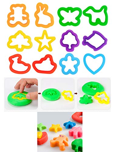 Play Dough Tools Set for Kids Letter Molds，Numeral Molds Various Plastic Animal Molds for Creative Dough Cutting (63 Pieces)