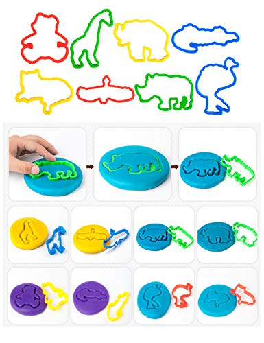 Play Dough Tools Set for Kids Letter Molds，Numeral Molds Various Plastic Animal Molds for Creative Dough Cutting (63 Pieces)