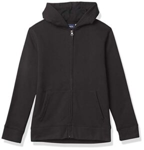 the children's place boys' uniform zip up hoodie, black, m (7/8)