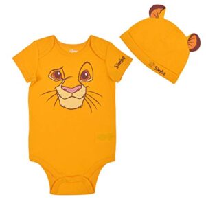 Disney Lion King Boys’ Simba Costume Bodysuit and Hat Set for Newborn and Infant – Yellow/Brown/White