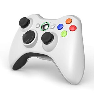 VOYEE Wireless Controller Compatible with Microsoft Xbox 360 & Slim/PC Windows 10/8/7, with Upgraded Joystick/Double Shock (White)