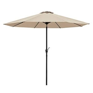 devoko 9 ft patio umbrella outdoor table market umbrella with easy push button tilt for garden, deck, backyard and pool (beige)