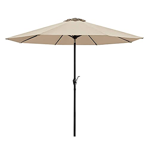 Devoko 9 FT Patio Umbrella Outdoor Table Market Umbrella with Easy Push Button Tilt for Garden, Deck, Backyard and Pool (Beige)