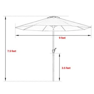 Devoko 9 FT Patio Umbrella Outdoor Table Market Umbrella with Easy Push Button Tilt for Garden, Deck, Backyard and Pool (Beige)