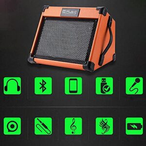 Acoustic Guitar Amplifier, 20 Watt Bluetooth Amp for Guitar Acoustic with Reverb Chorus Effect, 3 Band EQ（Including Microphone and Audio Cable）