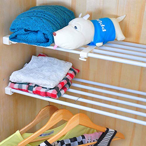 TabEnter Adjustable Shelf Organizer Expandable Closet Shelf and Rod with No Drilling for Wardrobe Cupboard Kitchen Bookcase (10.3" - 14.9")