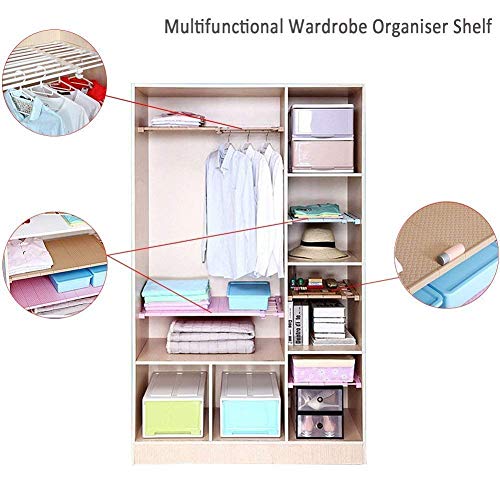 TabEnter Adjustable Shelf Organizer Expandable Closet Shelf and Rod with No Drilling for Wardrobe Cupboard Kitchen Bookcase (10.3" - 14.9")