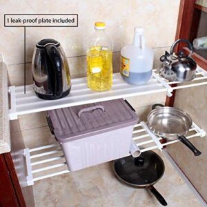 TabEnter Adjustable Shelf Organizer Expandable Closet Shelf and Rod with No Drilling for Wardrobe Cupboard Kitchen Bookcase (10.3" - 14.9")