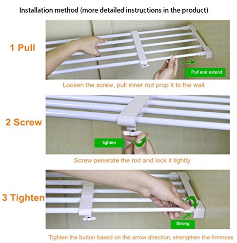 TabEnter Adjustable Shelf Organizer Expandable Closet Shelf and Rod with No Drilling for Wardrobe Cupboard Kitchen Bookcase (10.3" - 14.9")