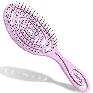 ninabella organic detangling hair brush for women, men & children - does not pull on hair - hair straightening brushes for straight, curly & wet hair - unique spiral hairbrush