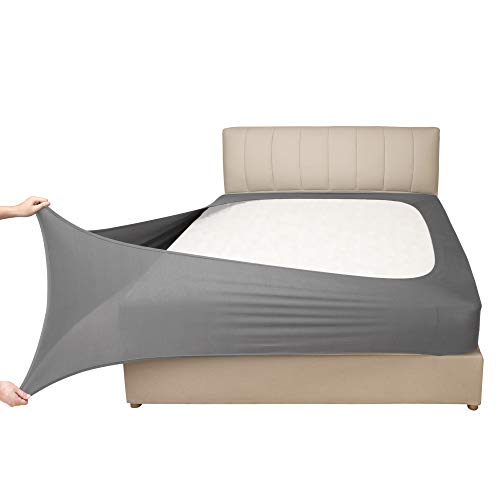 Mrs Awesome Stretch Jersey Box Spring Cover Wrap Around, Bed Skirt Alternative, Ultra Soft & Wrinkle Resistant, Full/Full XL, Light Gray