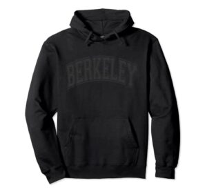berkeley california ca varsity style black with black text pullover hoodie