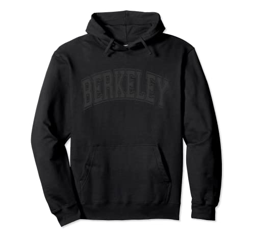 Berkeley California CA Varsity Style Black with Black Text Pullover Hoodie