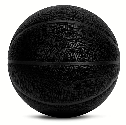 AND1 Street Grip Premium Composite Leather Basketball & Pump- Official Size 7 (29.5”) Streetball, Made for Indoor and Outdoor Basketball Games (Black)