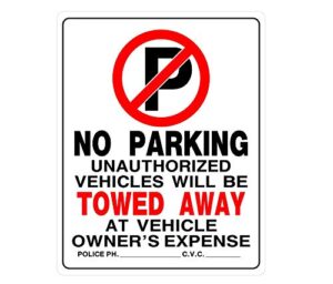 hillman group 842196 19 x 15 in. white plastic space no parking vehicles will be towed sign - 6 piece66